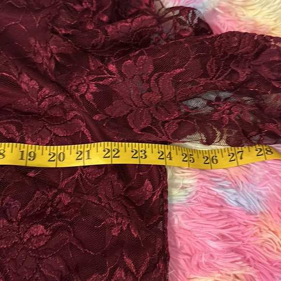 David Rose Vintage Burgundy 2 Piece Lace Suit with Skirt and Top Sz 16w - Picture 9 of 14